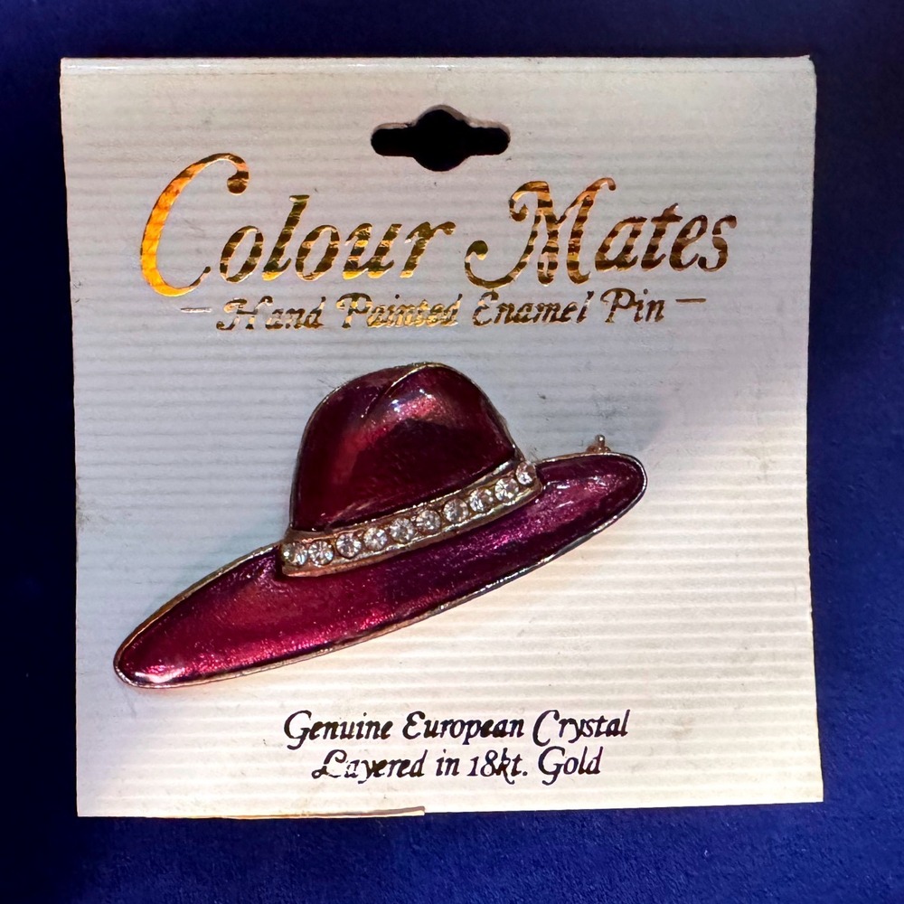 Colour Mates Hand Painted Enamel Hat Pin 18k Gold Layered European Crystal CM109